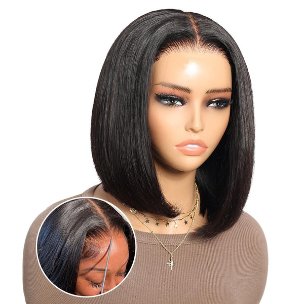 12inch Glueless Bob Pre Bleached 6*6 Lace 5*6 lace 13*4 lace For Beginner Pre Plucked Front Human Hair Wigs 6inch Deep Part Lace Wig
