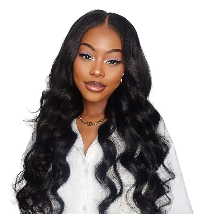 Ownmehair 5x6 Lace Closure Wigs Real Glueless Wig Body Wave Pre-Plucked/Pre-Bleached Natual Black Human Hair Wig