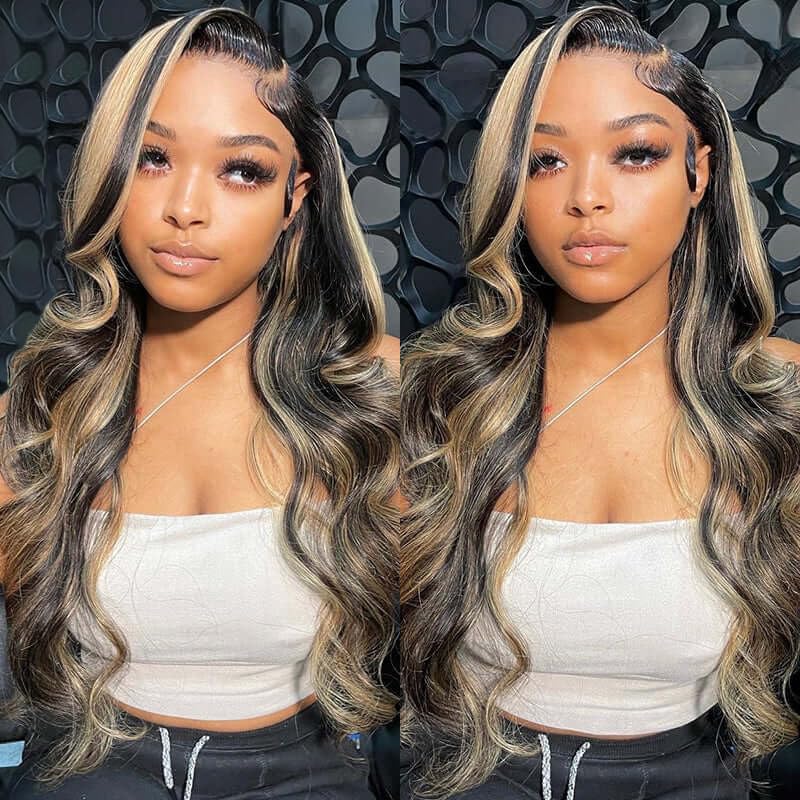 Ownmehair 13x4 Lace Balayage Highlight Colored Lace Frontal Wigs Body Wave Human Hair Wigs Free Part