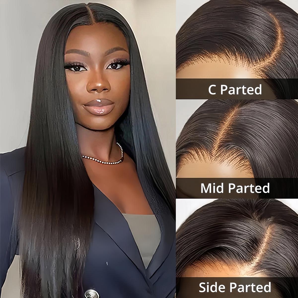 Ownme Silky Straight Ready Go Glueless Wigs Pre Cut Pre Bleached 5*6 Closure Wig Human Hair Pre Plucked13x4 Lace Front Wigs