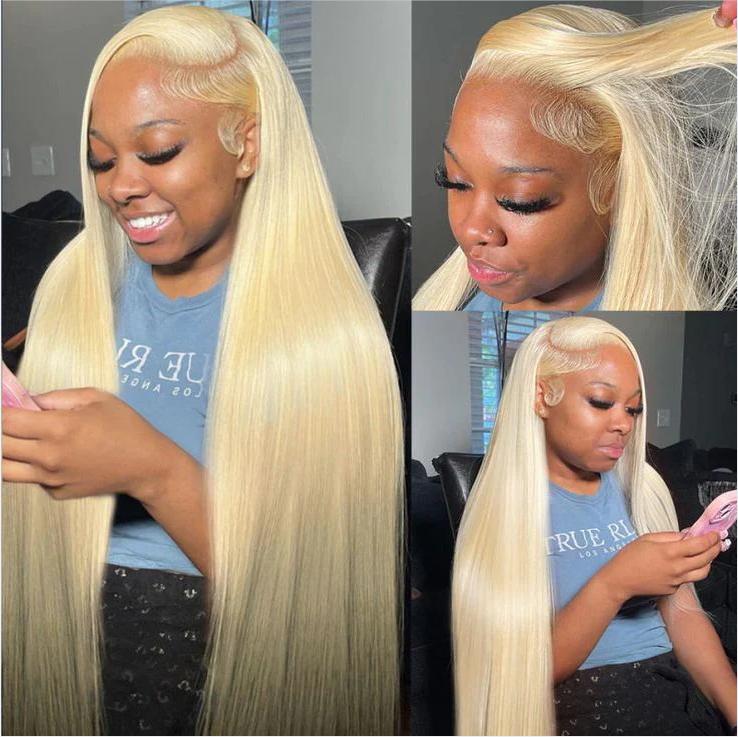 Ownmehair 30" Glueless 6x5/13x4 Lace #613 Highlight Bone Straight Beginner Friendly Human Hair Wigs