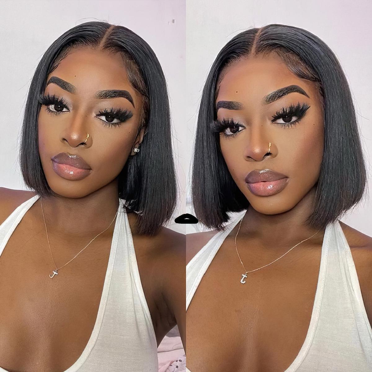 12inch Glueless Bob Pre Bleached 6*6 Lace 5*6 lace 13*4 lace For Beginner Pre Plucked Front Human Hair Wigs 6inch Deep Part Lace Wig