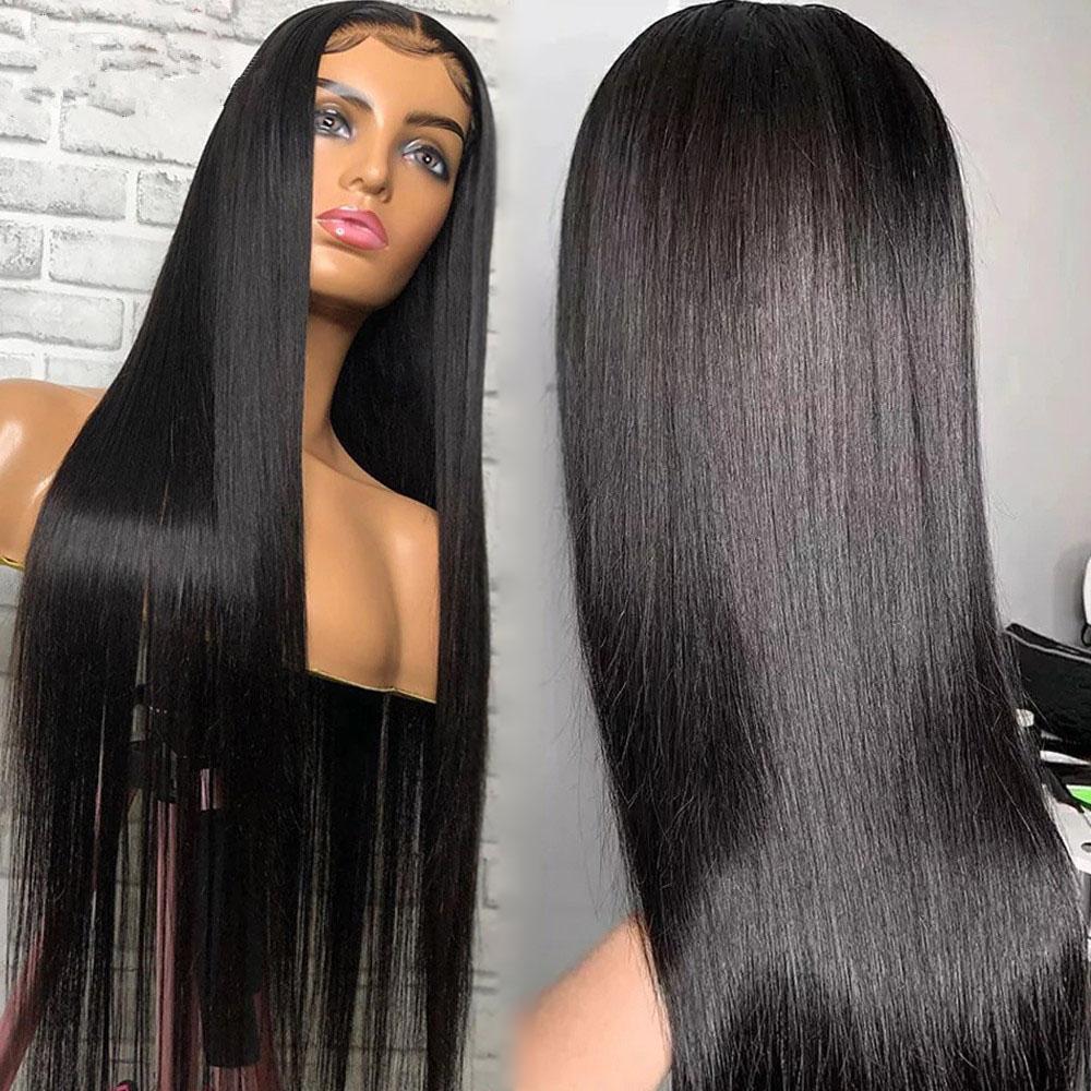 22 inch Pre Bleached Knots Silky Straight 13*4 Transparent Lace Front Wig 180% Density