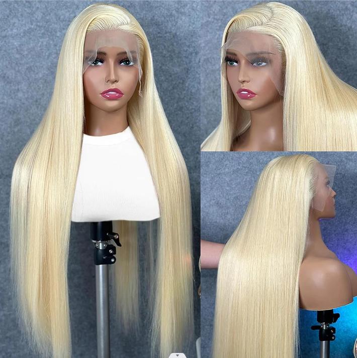 Ownmehair 30" Glueless 6x5/13x4 Lace #613 Highlight Bone Straight Beginner Friendly Human Hair Wigs