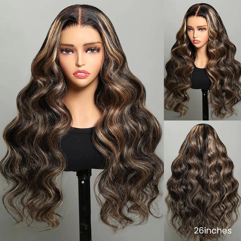 Ownmehair 13x4 Lace Balayage Highlight Colored Lace Frontal Wigs Body Wave Human Hair Wigs Free Part