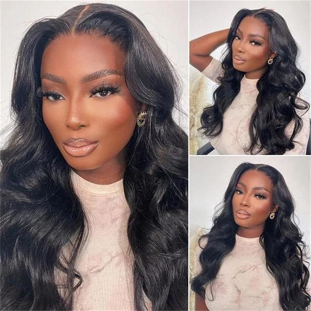 26inches 13*4 Pre-Bleached Knots Lace Front Body Wave Virgin 180% Density Human Hair Wigs for Black Women