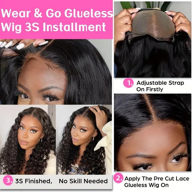26 inches 5*6 Wear Go Glueless Wig Water Wave Human Hair Lace Closure Wigs Pre Plucked Ready To Wear Beginners Wig For Women 180% Density