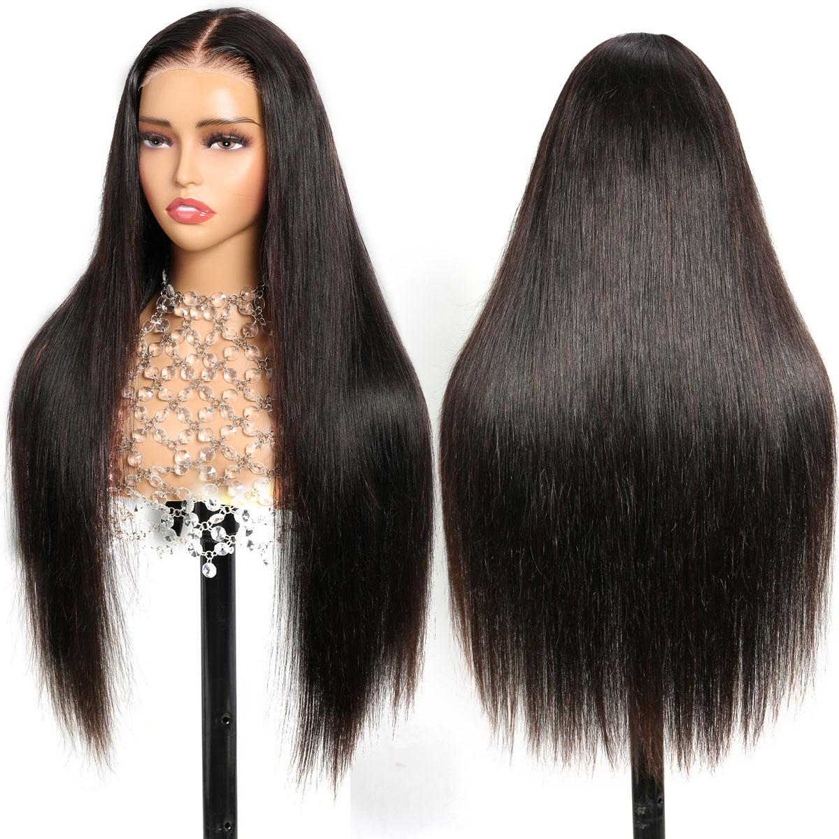 22 inch Pre Bleached Knots Silky Straight 13*4 Transparent Lace Front Wig 180% Density