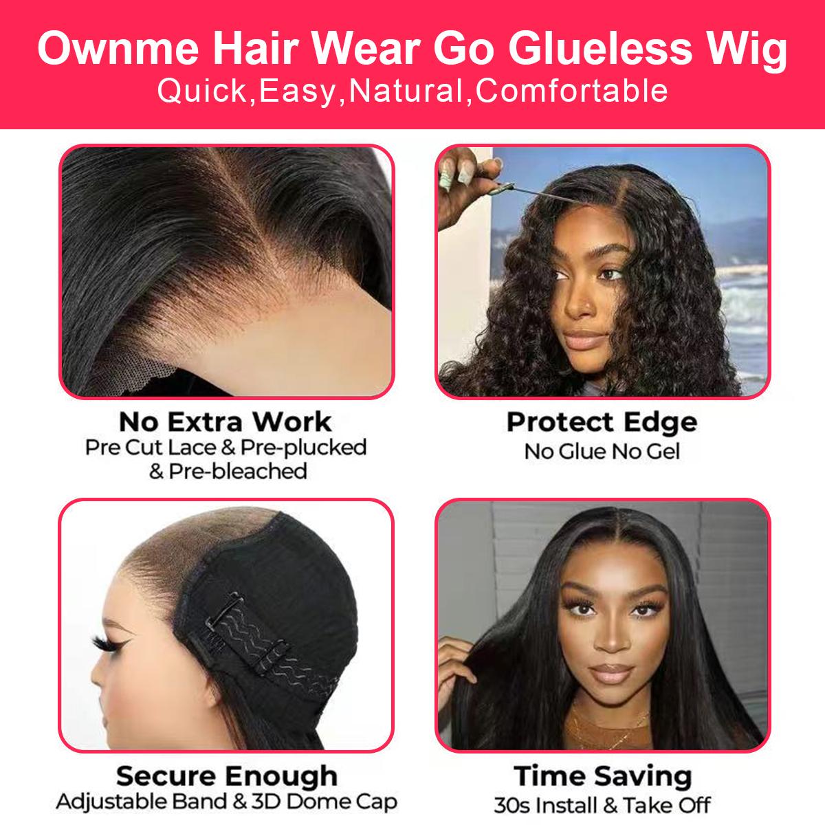 Ownmehair 5x6 Lace Closure Wigs Real Glueless Wig Body Wave Pre-Plucked/Pre-Bleached Natual Black Human Hair Wig