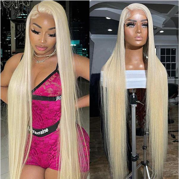 Ownmehair 30" Glueless 6x5/13x4 Lace #613 Highlight Bone Straight Beginner Friendly Human Hair Wigs