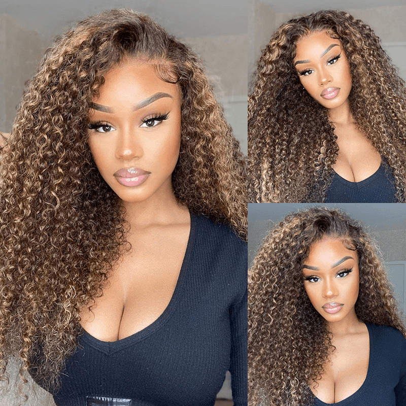 Water Wave Highlight #4/27 Piano Color High Density 13x4 Transparent Lace Front Wigs