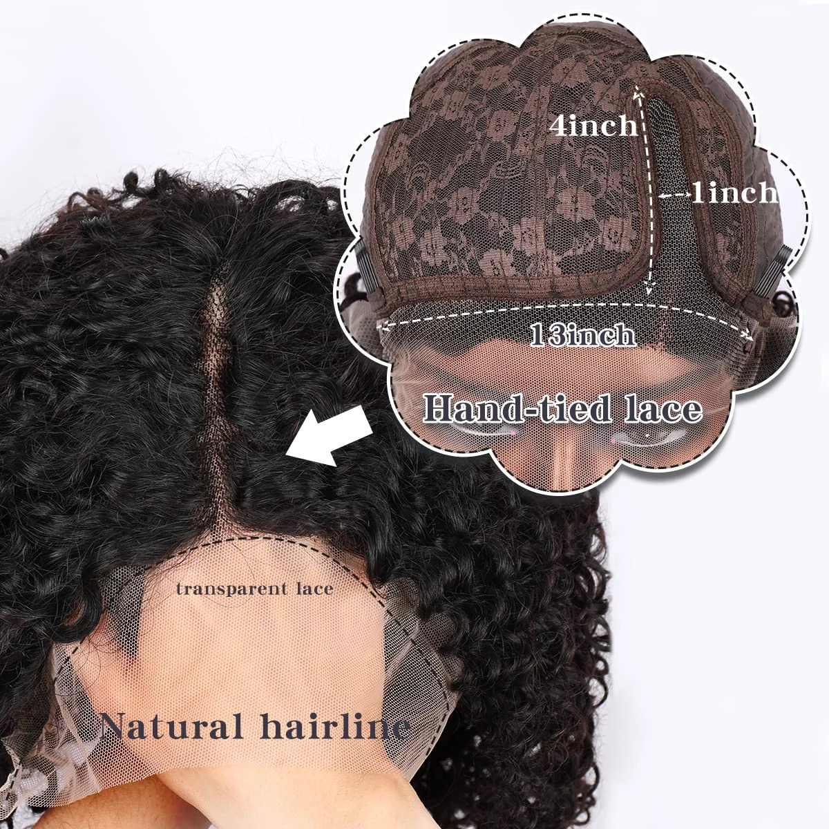 Natural Black L Part Water Wave Glueless Lace Wigs Short Bob Wig