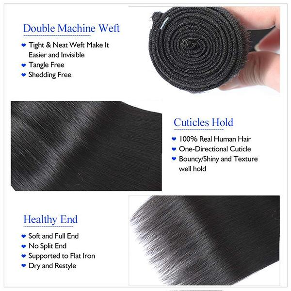 Straight Hair Weave Human Hair 15A 1 Bundle/pack