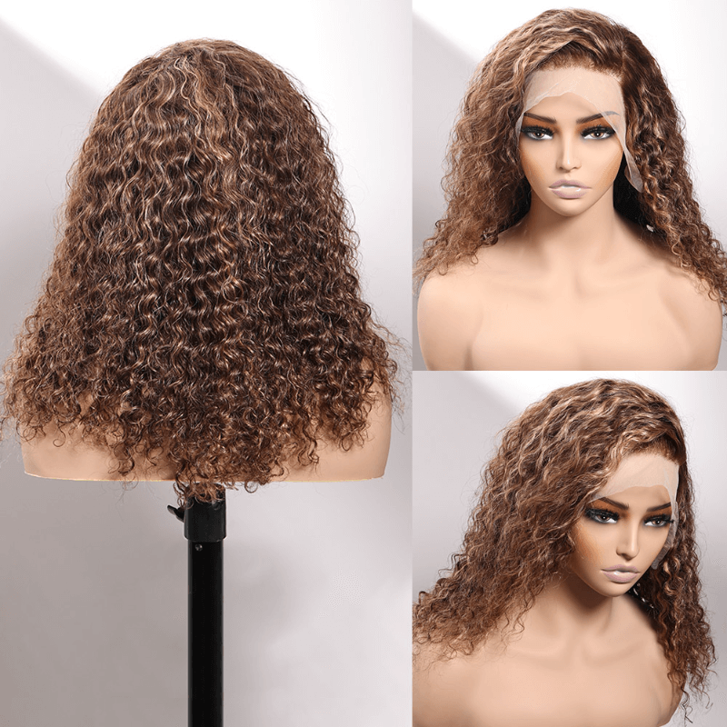 Water Wave Highlight #4/27 Piano Color High Density 13x4 Transparent Lace Front Wigs