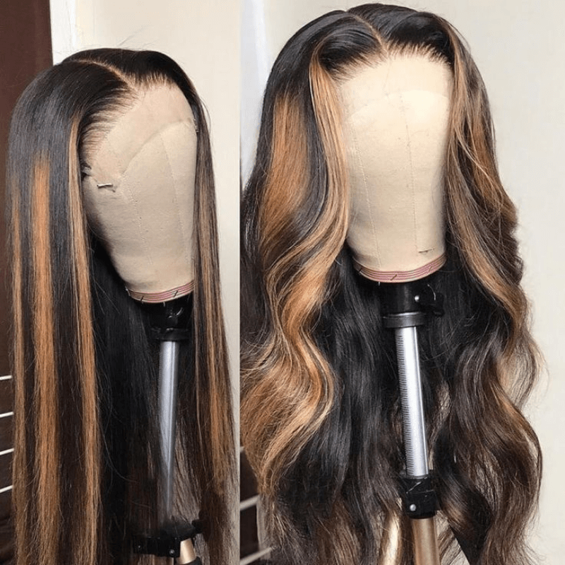 Long Hair Balayage Highlight Color HD Real Glueless Easy To Wear 5x5 Lace Closure Body Wave/ Straight Wig