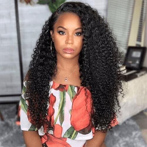 Kinky Curly 360 Lace Frontal Wigs Human Hair Wigs Raw Virgin Natural Black Wig