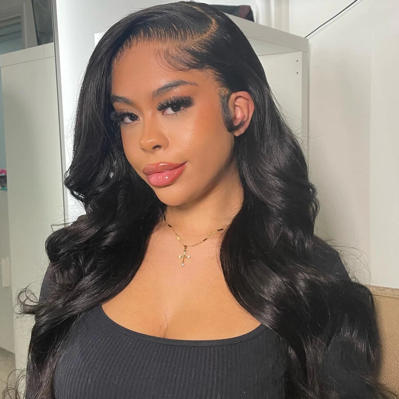 Long Body Wave Free Part Natural Black 13x6 Inch Lace Frontal Wig