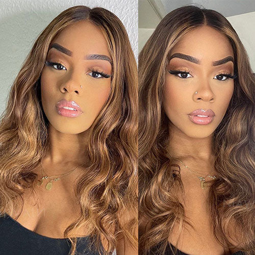 Piano Color Human Hair Wigs 4x4 Transparent Lace Closure Wig