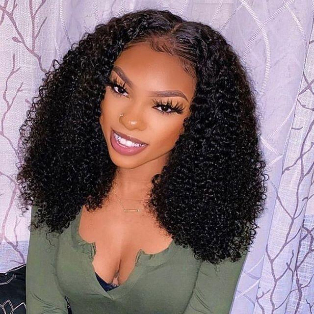 Kinky Curly 360 Lace Frontal Wigs Human Hair Wigs Raw Virgin Natural Black Wig