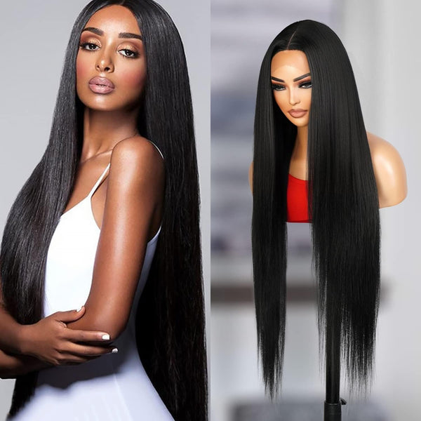 Long Wigs Human 13*4 Transparent Lace Front Wigs Straight Frontal Wigs 24-40 Inch Black Wig