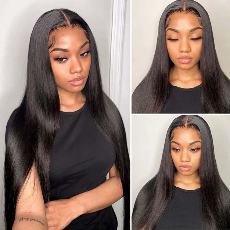 Real Glueless Easy To Wear Natural Black 5x5 Lace Closure Body Wave/ Straight Pre Plucked Glueless Wig