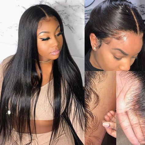 Natural Straight Free Part 13x4 Inch Lace Frontal Wig 100% Human Hair Wig With Baby Hair