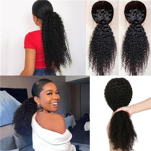 Kinky Curly 360 Lace Frontal Wigs Human Hair Wigs Raw Virgin Natural Black Wig