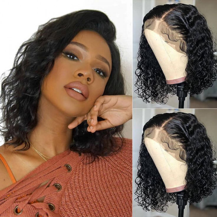 Transparent Lace Bob Water Wave Human Hair Wigs Raw Virgin Hair Black Wigs