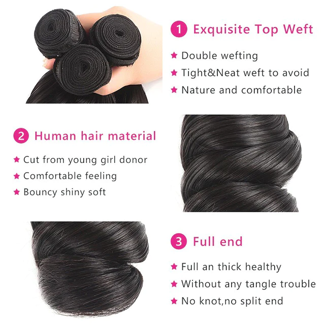 Loose Wave Hair Weave Human Hair 1 Bundle/pack