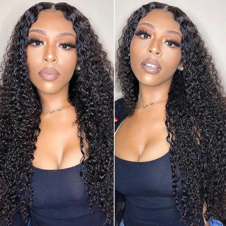 Kinky Curly 360 Lace Frontal Wigs Human Hair Wigs Raw Virgin Natural Black Wig