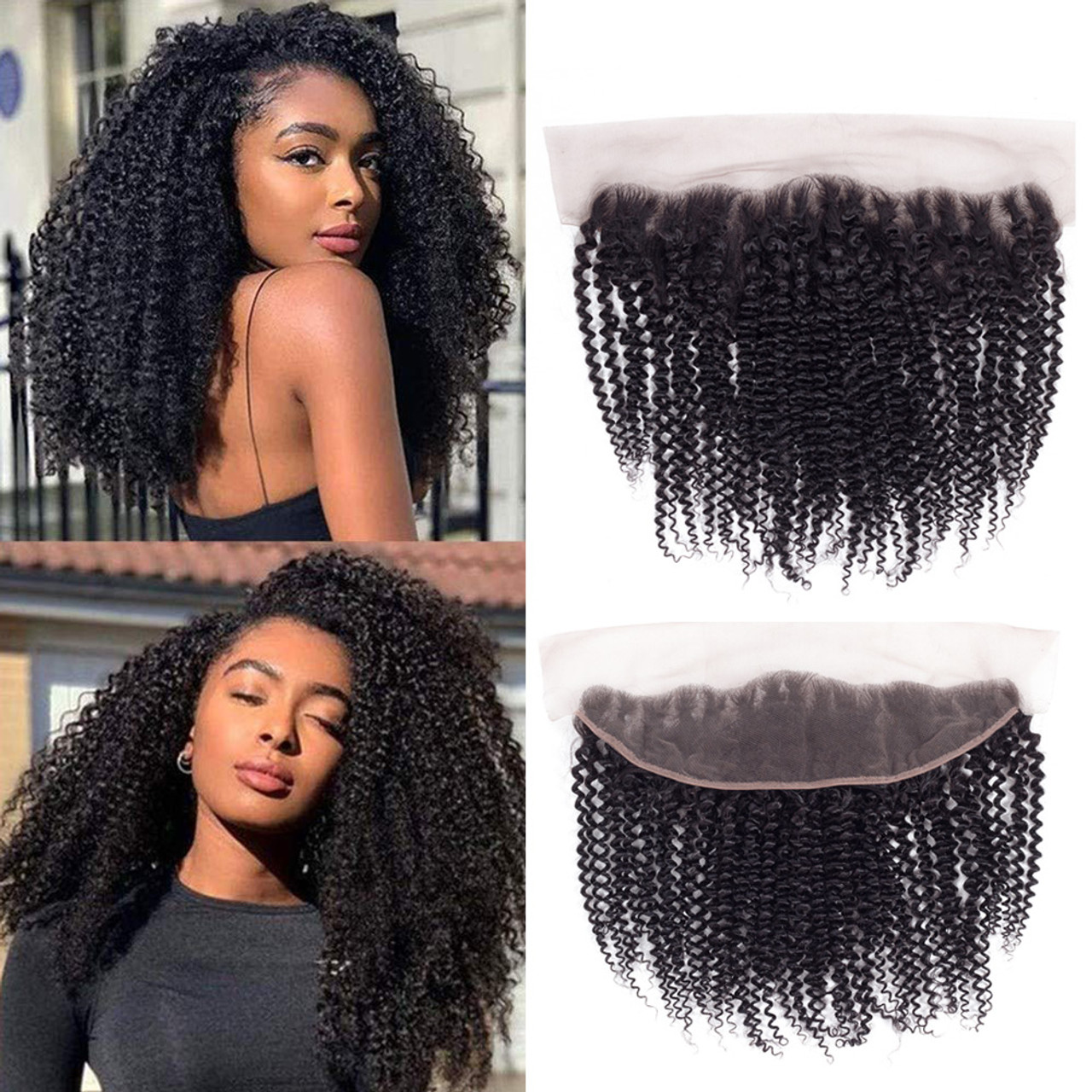 Kinky Curly 4x4/5x5/13x4 Transparent Lace Frontal Closure Ear to Ear Frontal Free Part