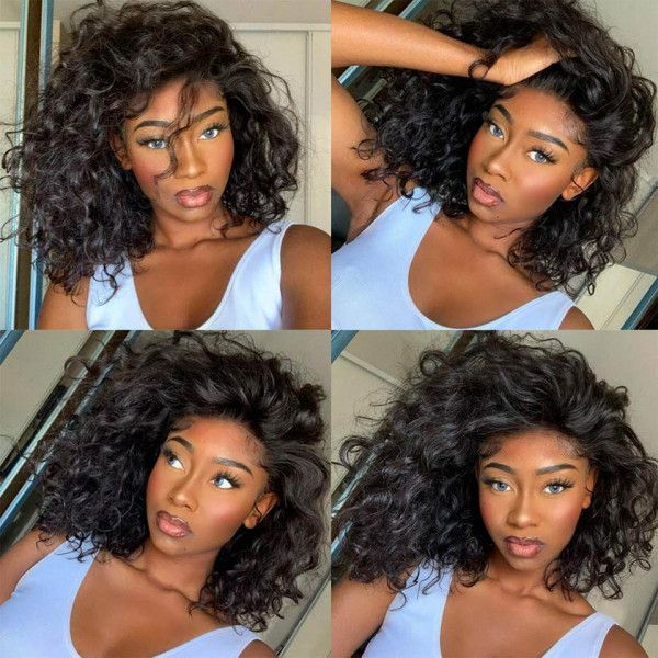 Transparent Lace Bob Water Wave Human Hair Wigs Raw Virgin Hair Black Wigs