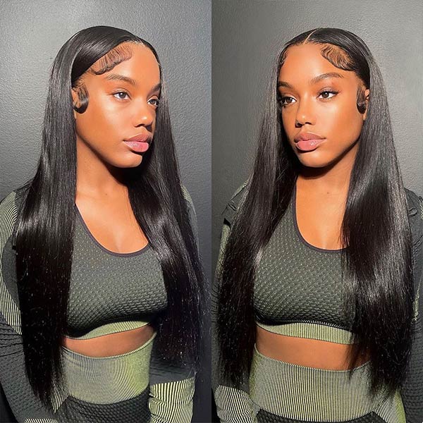 Natural Black 5x5 Lace Closure Straight Pre Plucked Glueless Wig with HD Lace