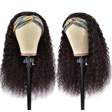 Headband Wig Brazilian Water Wave Scarf Wig 10-30 Inch Human Hair Wigs For Women