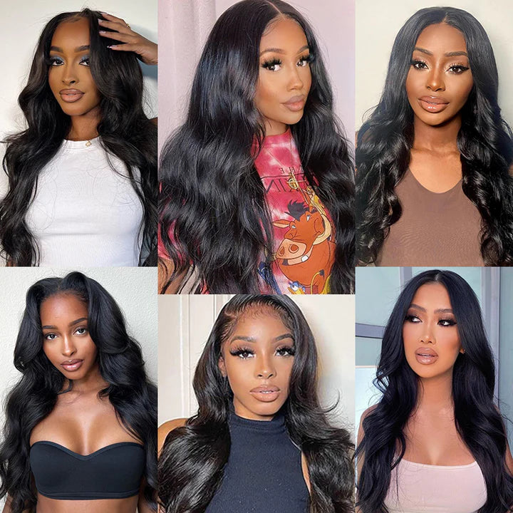 Real Glueless Easy To Wear Natural Black 5x5 Lace Closure Body Wave/ Straight Pre Plucked Glueless Wig