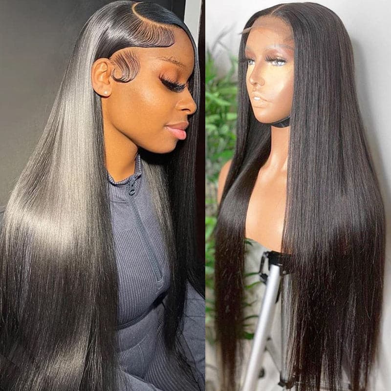 Natural Black 5x5 Lace Closure Straight Pre Plucked Glueless Wig with HD Lace