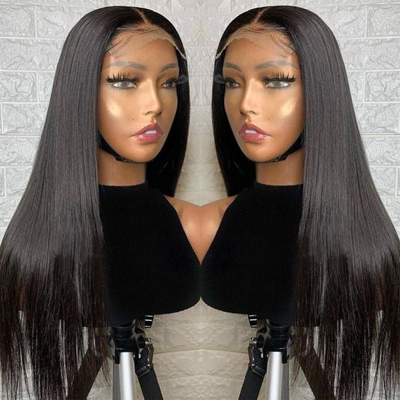 Natural Black 5x5 Lace Closure Straight Pre Plucked Glueless Wig with HD Lace