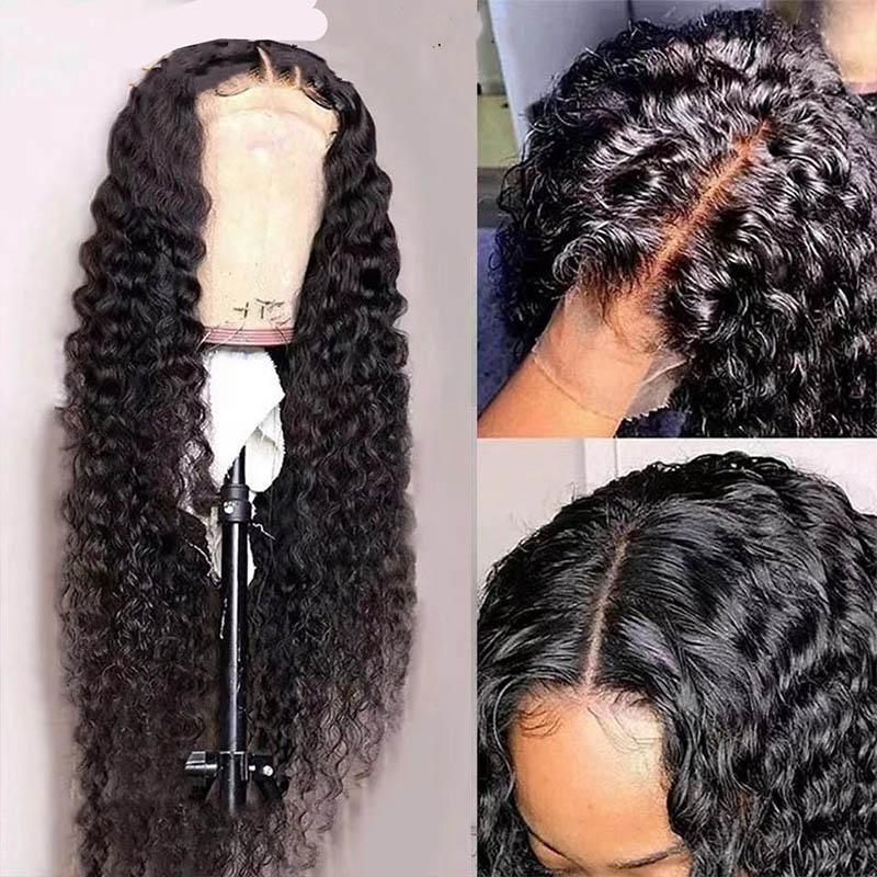 T Part Deep Wave Black Pre Plucked Lace Wigs Human Hair Wigs