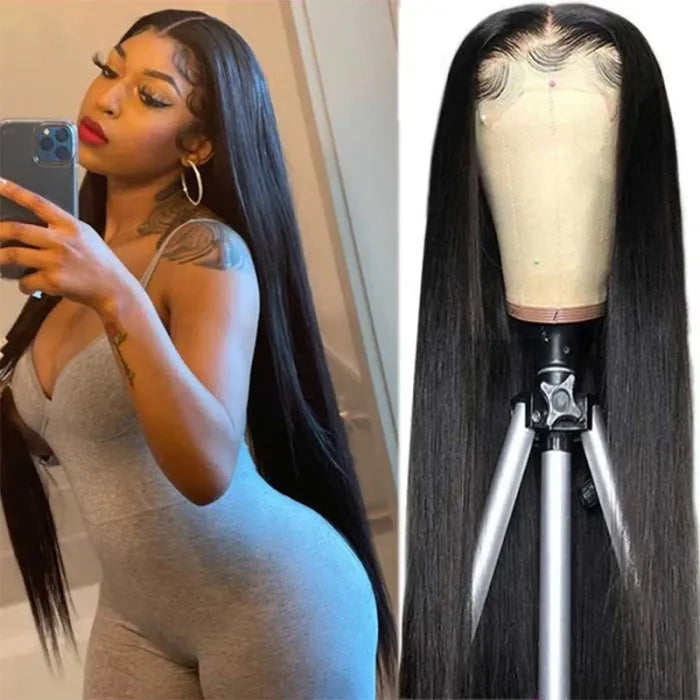 Natural Straight Free Part 13x4 Inch Lace Frontal Wig 100% Human Hair Wig With Baby Hair