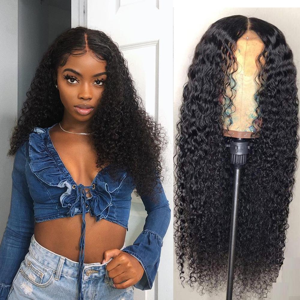 T Part Deep Wave Black Pre Plucked Lace Wigs Human Hair Wigs