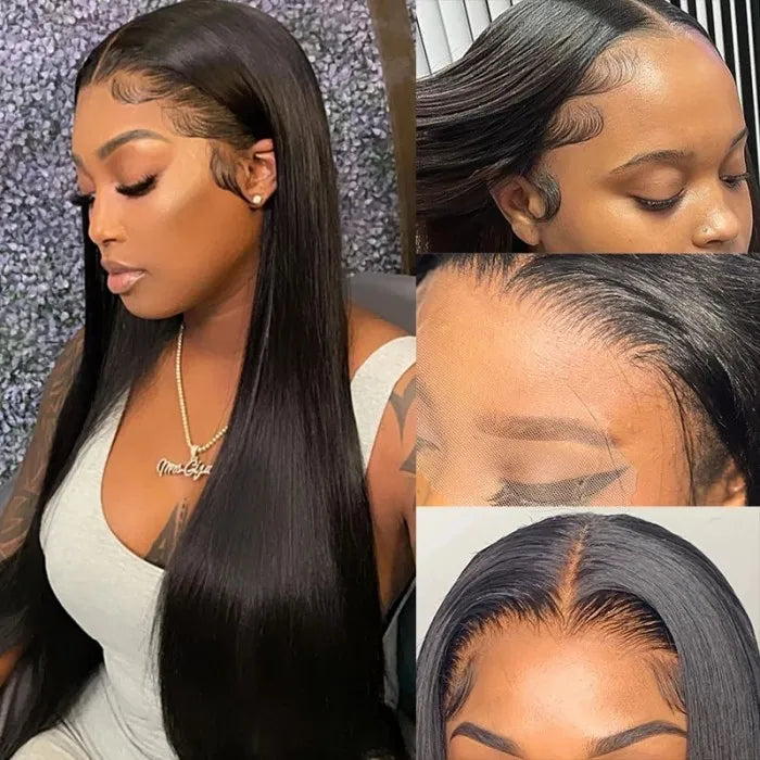 Natural Straight Free Part 13x4 Inch Lace Frontal Wig 100% Human Hair Wig With Baby Hair