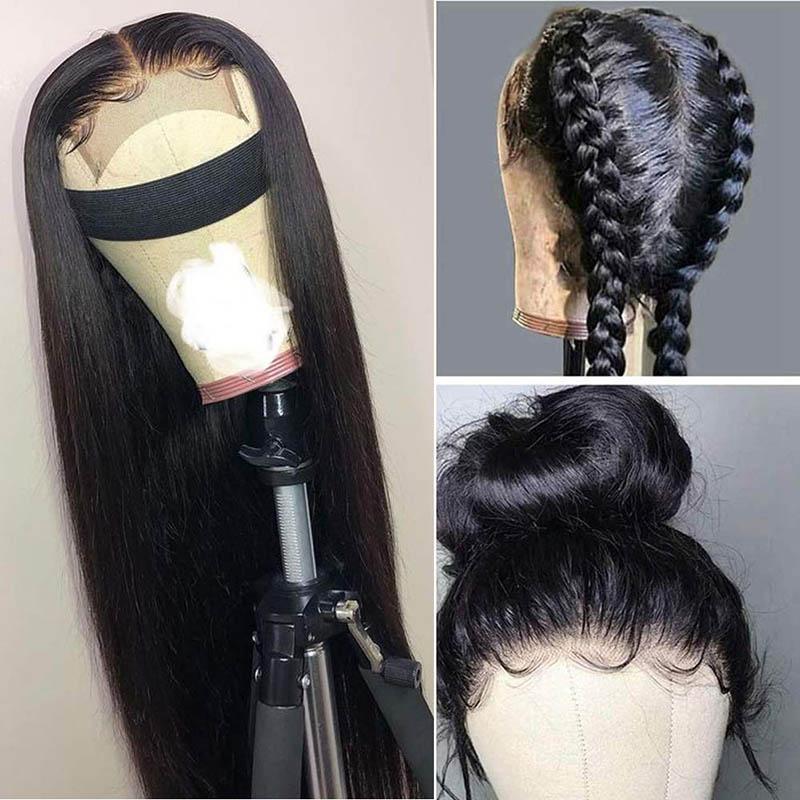 Straight Transparent Lace Front Human Hair Wigs Virgin Closure Wigs